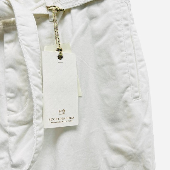 Scotch & Soda Dax Loose Fit Belted White Pants Mens NWT - Picture 5 of 9